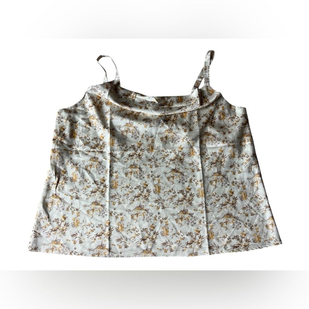 NWT Skies Are Blue Curvy Floral Cowl Neck Tank Top Silk-Like Womens 2X